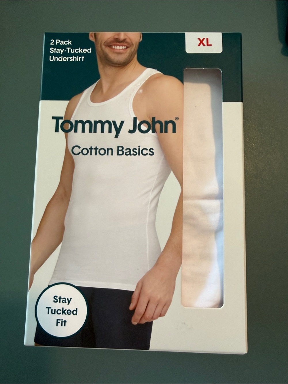 Tommy John Cotton Basics Stay-Tucked Tank Undershirt 2-Pack White XL NWT